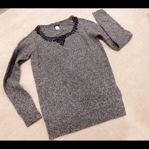 J Crew Round Neck Sequined Thin Sweater Top Sz S